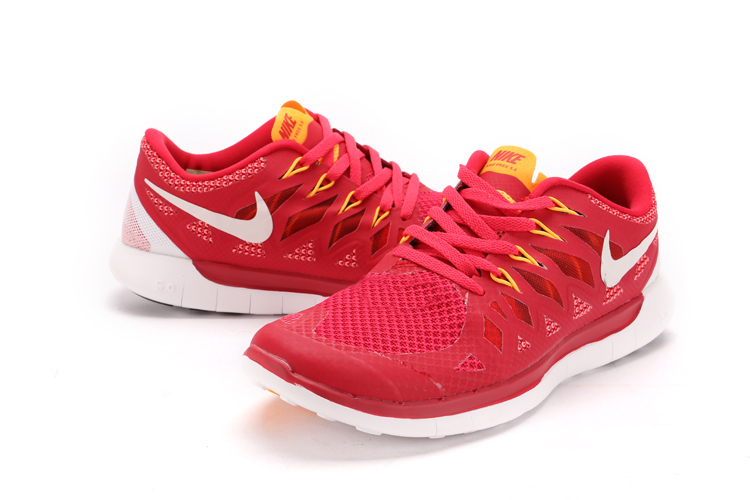 nouvelle Nike Free 5.0 plus rouges jaunes nouveaux hommes blancs chaussures de course (3)